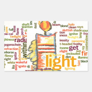 Sticker Rectangulaire Mot de flamme de bougie Cloud Art Imprimer