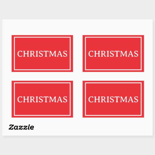 Sticker Rectangulaire Mot de Noël simple rouge (Feuille)
