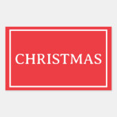 Sticker Rectangulaire Mot de Noël simple rouge (Devant)