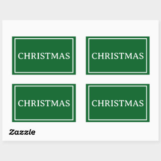 Sticker Rectangulaire Mot de Noël simple vert