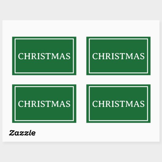 Sticker Rectangulaire Mot de Noël simple vert (Feuille)