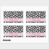 Sticker Rectangulaire Motif à taches dalmate Merci rose (Feuille)