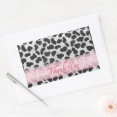 Sticker Rectangulaire Motif à taches dalmate Merci rose (Enveloppe)