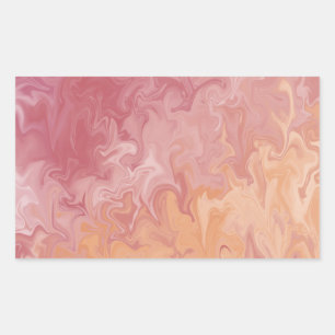 Sticker Rectangulaire Motif Abstrait de Marbre Liquide Orange
