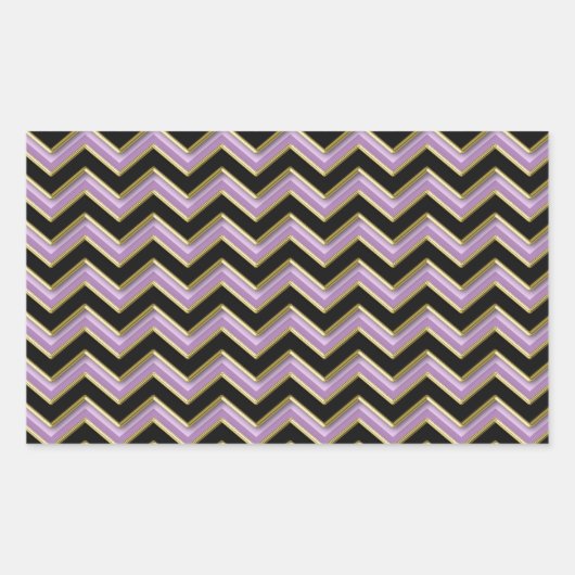 Sticker Rectangulaire Motif Amethyst Gold Black Zigzag (Devant)