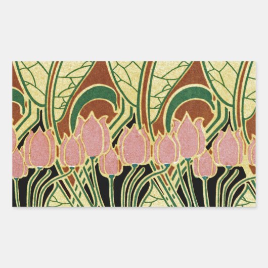 Sticker Rectangulaire Motif Art Nouveau #1 (Devant)