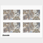Sticker Rectangulaire Motif bleu et Brown Paisley (Feuille)