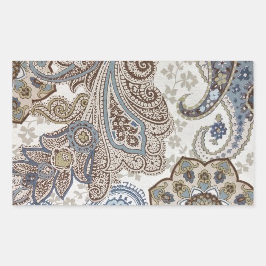 Sticker Rectangulaire Motif bleu et Brown Paisley (Devant)