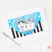 Sticker Rectangulaire Motif bleu Huskies (Enveloppe)