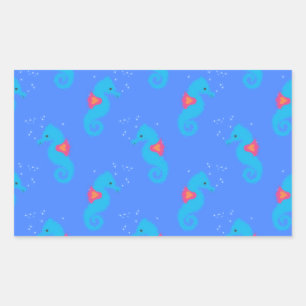 Sticker Rectangulaire Motif Blue Seahorse