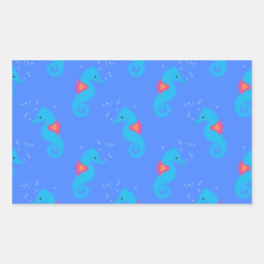 Sticker Rectangulaire Motif Blue Seahorse (Devant)
