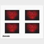 Sticker Rectangulaire Motif boho romantique du coeur de Mandala rouge co (Feuille)