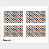 Sticker Rectangulaire Motif carré de courtepointe coloré (Feuille)