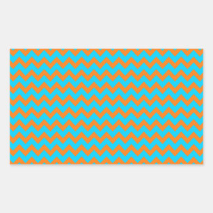 Sticker Rectangulaire Motif chevron bleu sarcelle et orange