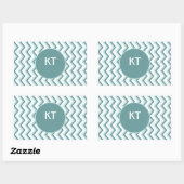 Sticker Rectangulaire Motif Chevron ZigZag dans Mint Green (Feuille)