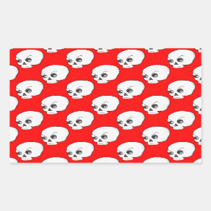 Sticker Rectangulaire Motif crâne sur Arrière - plan rouge