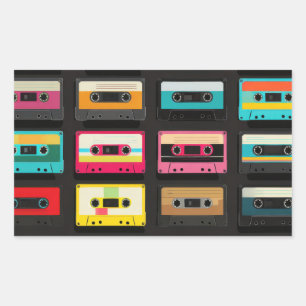 Sticker Rectangulaire Motif de cassette audio rétro – Musique vintage