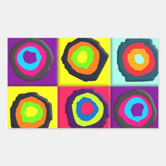 Sticker Rectangulaire Motif de Cercles Colorés (Devant)