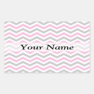 Sticker Rectangulaire Motif de chevron rose et gris