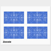 Sticker Rectangulaire Motif de défilement bleu royal (Feuille)