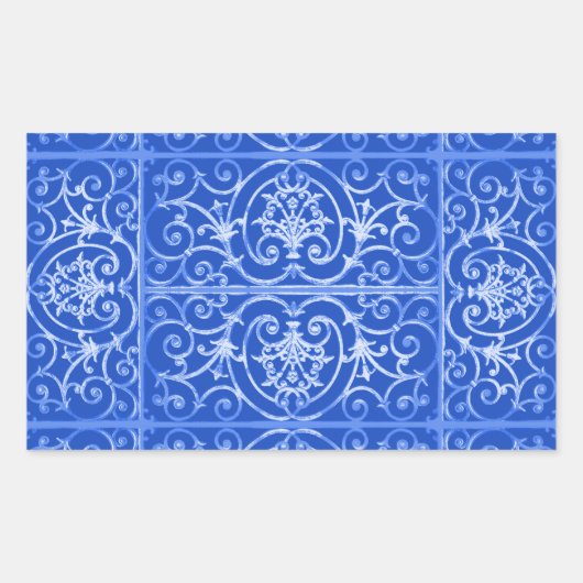 Sticker Rectangulaire Motif de défilement bleu royal (Devant)
