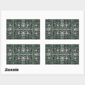 Sticker Rectangulaire Motif de défilement vert et noir (Feuille)