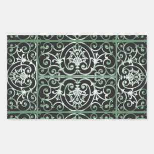 Sticker Rectangulaire Motif de défilement vert et noir