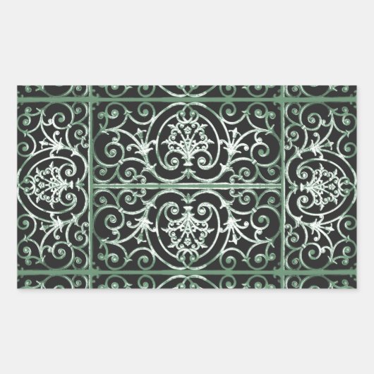 Sticker Rectangulaire Motif de défilement vert et noir (Devant)