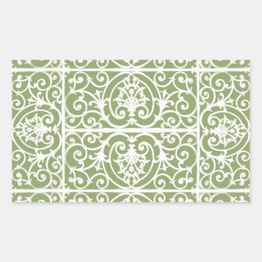 Sticker Rectangulaire Motif de défilement vert olive (Devant)