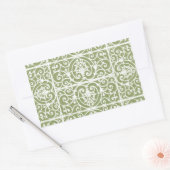 Sticker Rectangulaire Motif de défilement vert olive (Enveloppe)