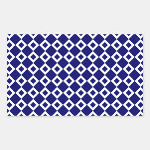 Sticker Rectangulaire Motif de diamants blancs et de marine