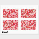 Sticker Rectangulaire Motif de léopard de coeur en rouge sur blush (Feuille)