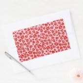 Sticker Rectangulaire Motif de léopard de coeur en rouge sur blush (Enveloppe)