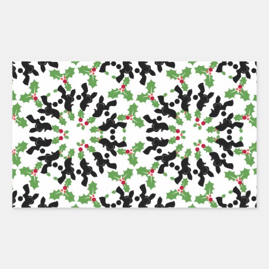 Sticker Rectangulaire Motif de Noël Caniche (Devant)
