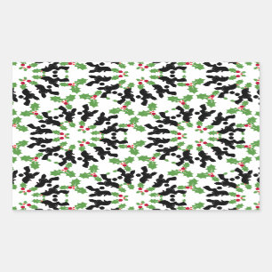 Sticker Rectangulaire Motif de Noël Caniche