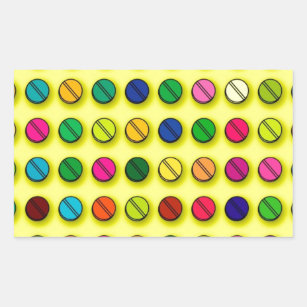 Sticker Rectangulaire Motif de pilules multicolores
