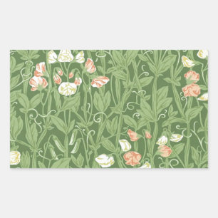 Sticker Rectangulaire Motif de pois de senteur William Morris, botanique