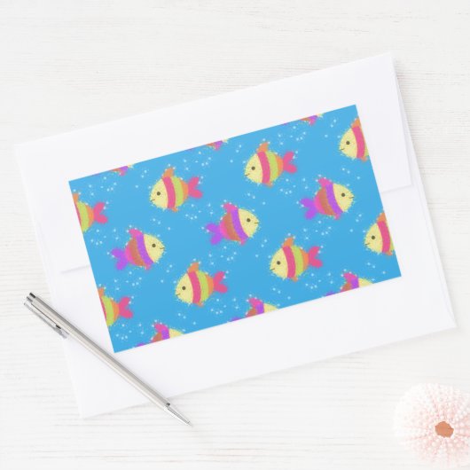 Sticker Rectangulaire Motif de poissons (Enveloppe)