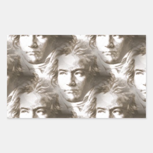 Sticker Rectangulaire Motif de portrait Beethoven (Devant)