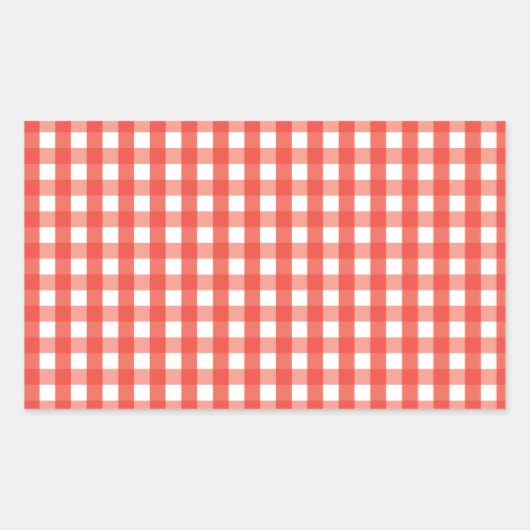 Sticker Rectangulaire Motif de vérification En vichy rouge (Devant)