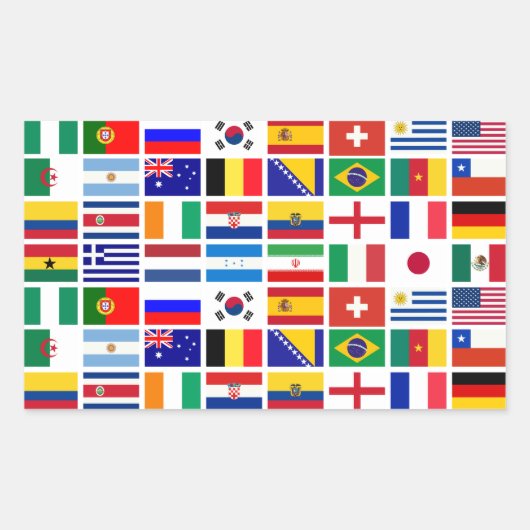 Sticker Rectangulaire MOTIF des drapeaux du FOOTBALL 2014 (Devant)