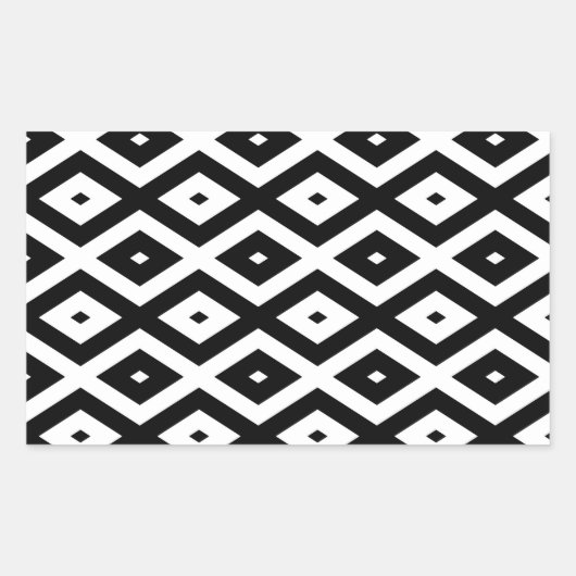 Sticker Rectangulaire Motif diamant noir et blanc (Devant)