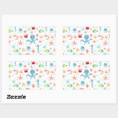Sticker Rectangulaire Motif du monde marin (Feuille)