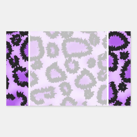 Sticker Rectangulaire Motif Empreinte de léopard violet et noir. (Devant)