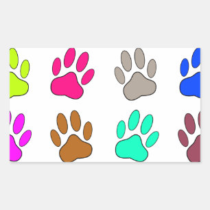 Sticker Rectangulaire Motif Empreinte de patte de chien multicolore