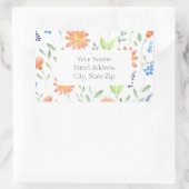 Sticker Rectangulaire Motif Fleur sauvage de l'aquarelle (Sac)