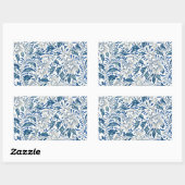 Sticker Rectangulaire Motif Floral bleu Antique Design asiatique (Feuille)