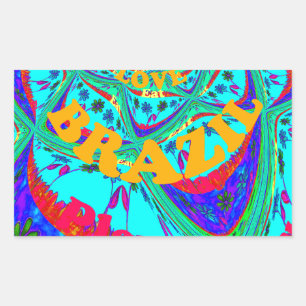 Sticker Rectangulaire Motif floral vibrant : Hommage brésilien Manger Am
