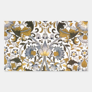 Sticker Rectangulaire Motif floral William Morris Lodden : bleu or