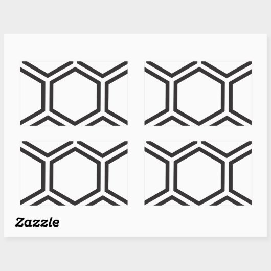 Sticker Rectangulaire Motif Hexagon noir. (Feuille)